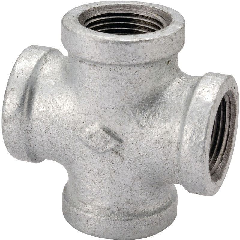 ProSource PPG180-40 Pipe Cross, 1-1/2 in, Female, Malleable Iron, 40 Schedule, 300 psi Pressure