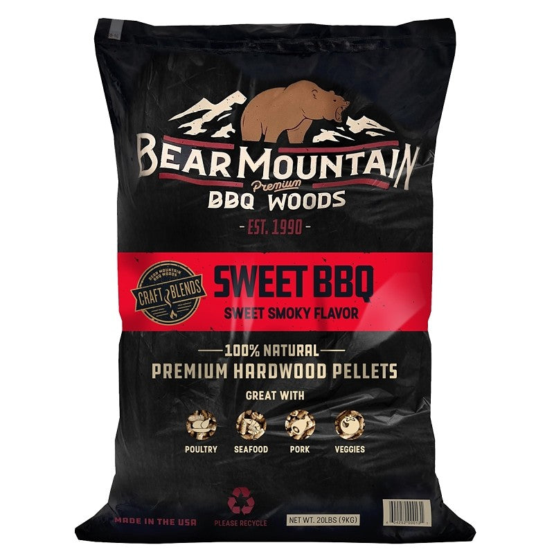 Bear Mountain Craft Blends FK92 Series BBQ Pellet, Sweet, 20 in L, Wood, 20 lb Bag