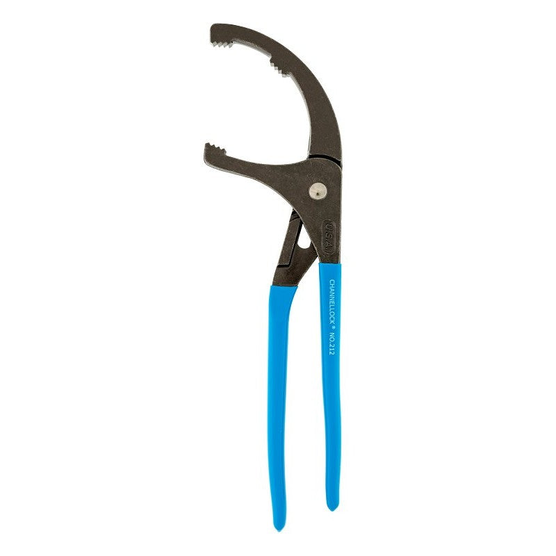Channellock 212 Oil Filter Plier, 12 in OAL, 4-1/4 in Jaw Opening, Blue Handle, Comfort-Grip Handle, 2-1/2 in L Jaw