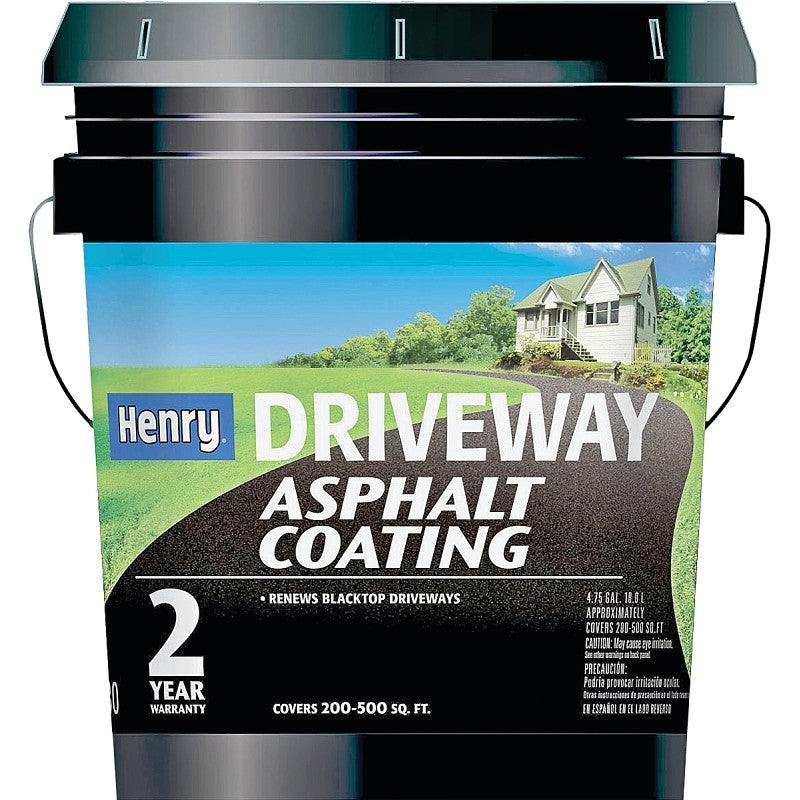 Henry HE130074 Asphalt Coating, Compositions: Asphalt, Bentonite, Fullers Earth, Slate, Water, Liquid, Black, 4.75 gal