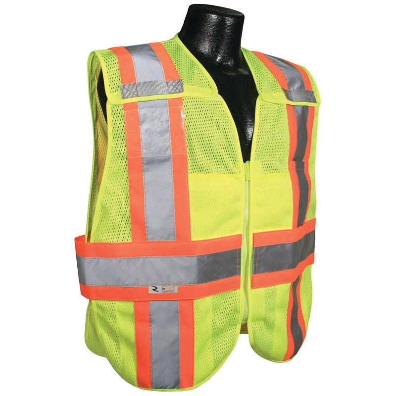 Radians SV24-2ZGM-M/L Expandable Safety Vest, L/M, Polyester, Green/Silver, Zip-N-Rip