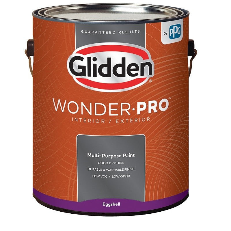 Glidden Wonder-Pro GLWP31WB/01 Interior/Exterior Paint, Eggshell Sheen, Pastel Base/White, 1 gal (Pack of 4)