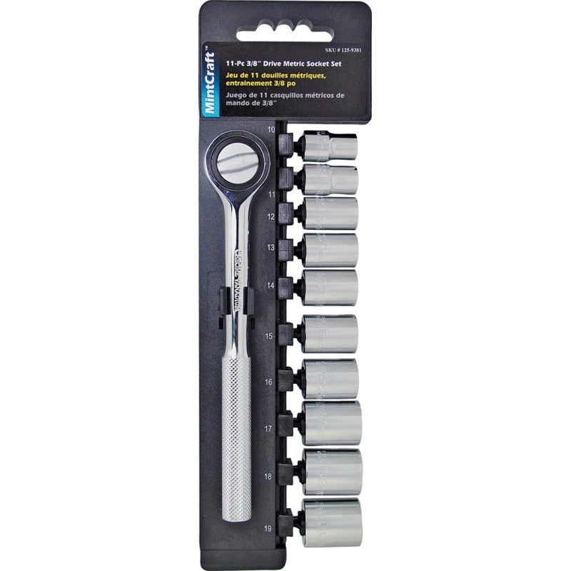 Vulcan 13PC-3M Socket Set, Chrome Vanadium Steel, Chrome