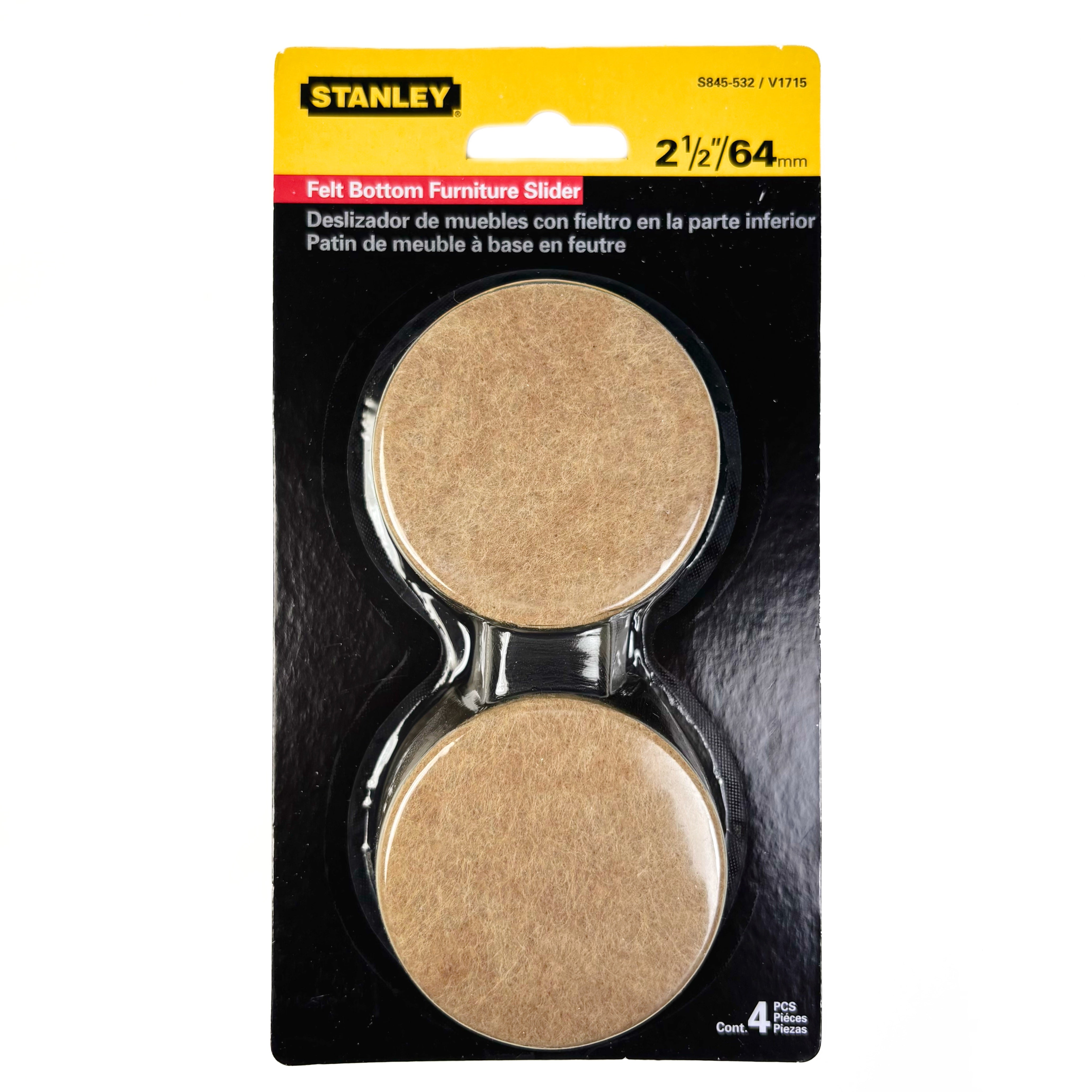 Self Leveling Felt Bottom Furniture Sliders 2-1/2 Inch Round Brown 4 Pack