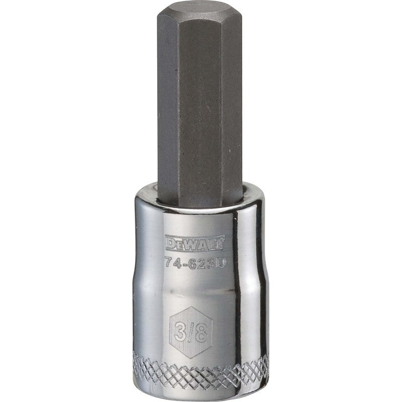 DEWALT DWMT74623OSP Fractional Hex Bit Socket, 3/8 in Tip, 3/8 in Drive, Polished Chrome Vanadium, 1-31/32 in OAL