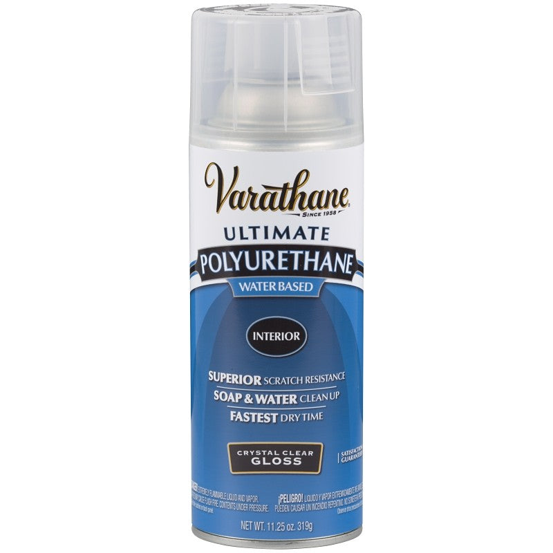 Rust-Oleum 200081 Polyurethane, Gloss, Liquid, Crystal Clear, 11.25 oz, Aerosol Can