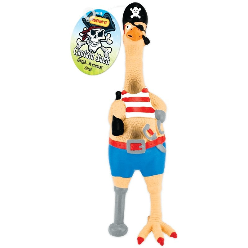 Ruffin'It 80528-1 Dog Toy, S, Captain Jack Chicken, Rubber