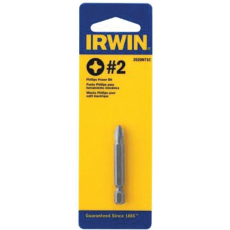 Irwin IWAF23PH2 Power Bit, 1/4 in Drive, Phillips Drive, 1/4 in Shank, Hexagonal Shank, 3-1/2 in L, Steel