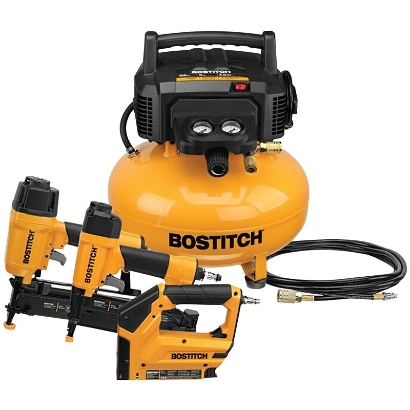 Bostitch BTFP3KIT Air Compressor Combo Kit, Tool Only, 6 gal Tank, 0.8 hp, 120 V, 150 psi Pressure, 1 -Stage