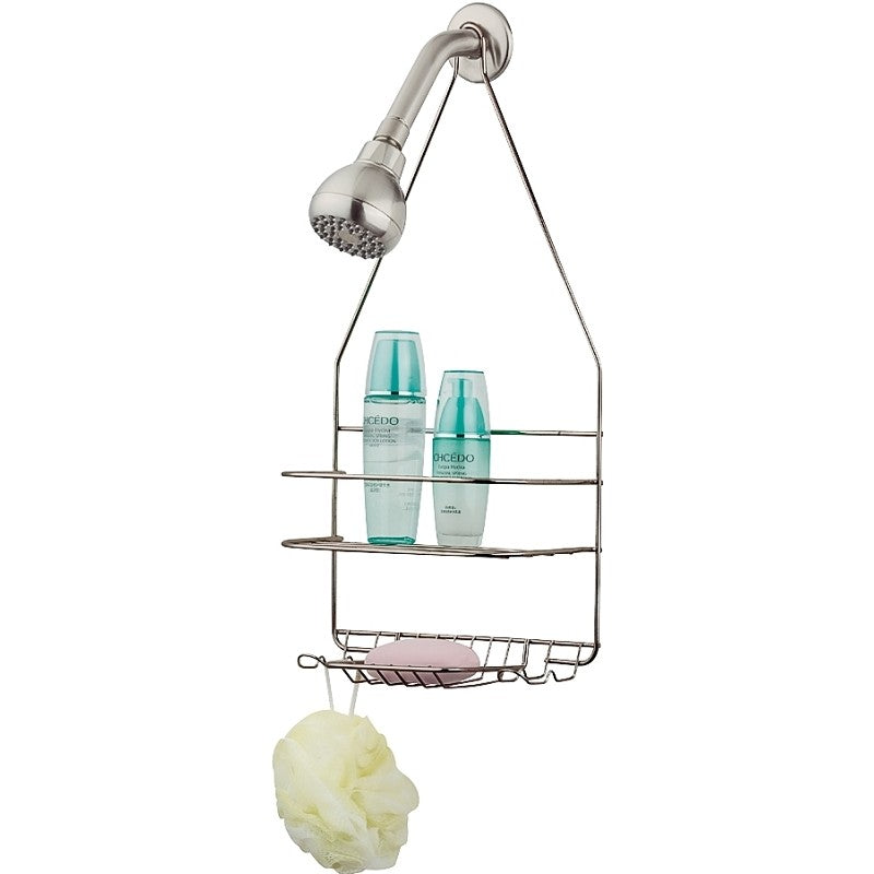Simple Spaces SS-SC-25-NK Shower Caddy, 2-Shelf, Steel, 10 in OAW, 19 in OAH, 4-1/4 in OAD, 10 lb