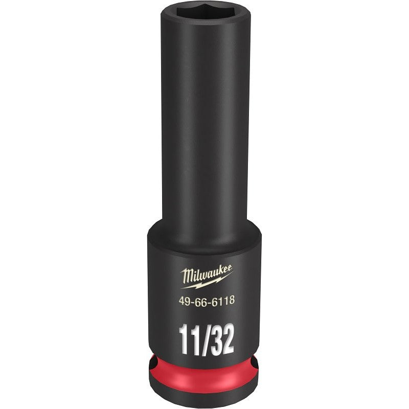Milwaukee SHOCKWAVE Impact Duty Series 49-66-6118 Deep Impact Socket, 11/32 in Socket, 3/8 in Drive, Square Drive