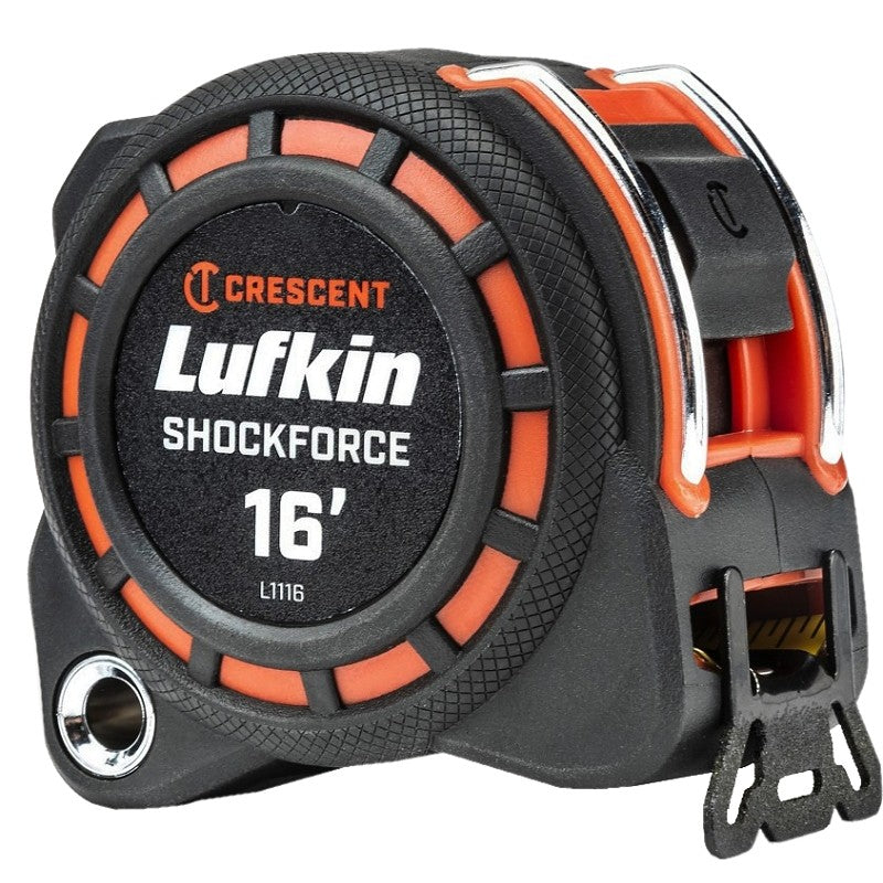 Crescent Lufkin Shockforce Series L1116 Tape Measure, 16 ft L Blade, 1-3/16 in W Blade, Nylon/Steel Blade