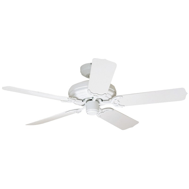Hunter Sea Air Series 53054 Ceiling Fan, 5-Blade, White Housing, White Blade, 52 in Sweep, Plastic Blade, 3-Speed