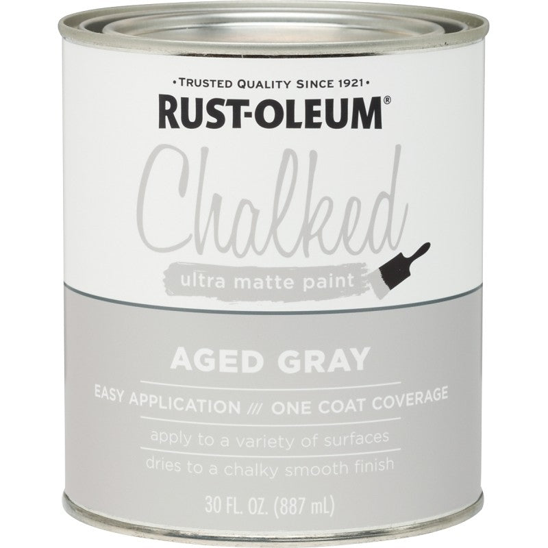 Rust-Oleum 285143 Chalk Paint, Ultra Matte, 30 oz, Aged Gray (Pack of 2)