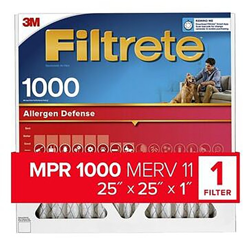 Filtrete AL15-4 Air Filter, 25 in L, 25 in W, 11 MERV, 1000 MPR, Polypropylene Frame (Pack of 4)