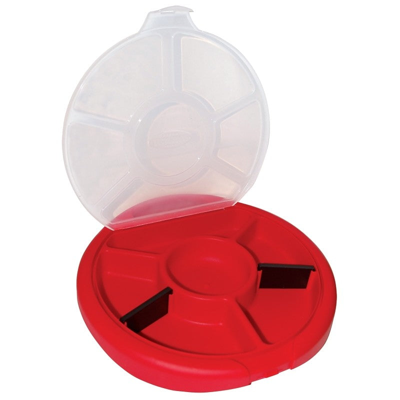 Bucket Boss 10010 Bucket Seat, Plastic, Red, 12-1/4 in Dia x 1-1/2 in H Outside, 6-Compartment
