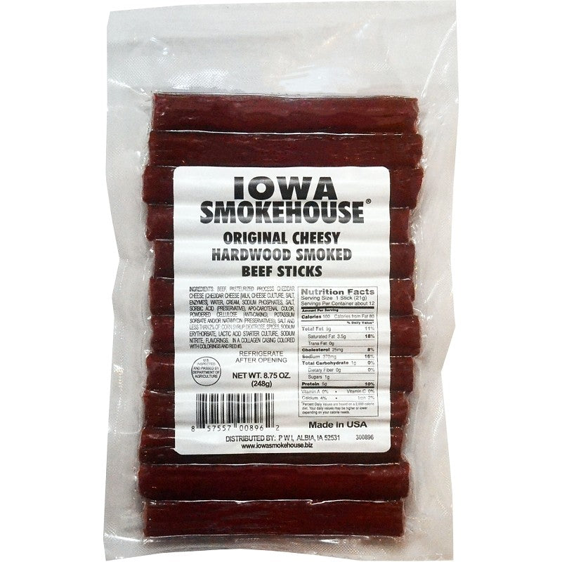 Iowa Smokehouse IS-HSCO Beef Stick, Original, 8.75 oz (Pack of 12)