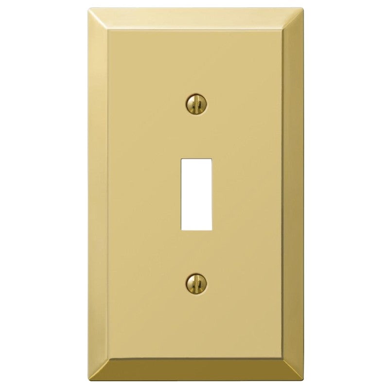Amerelle 163TBR Wallplate, Traditional, 4-15/16 in L, 2-7/8 in W, 1-Gang, Polished Brass, Steel