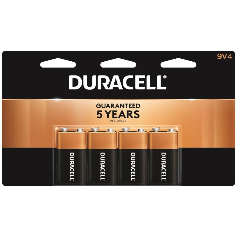 Duracell 41333935645 Battery, 9 V Battery, Alkaline, Manganese Dioxide, 4/PK