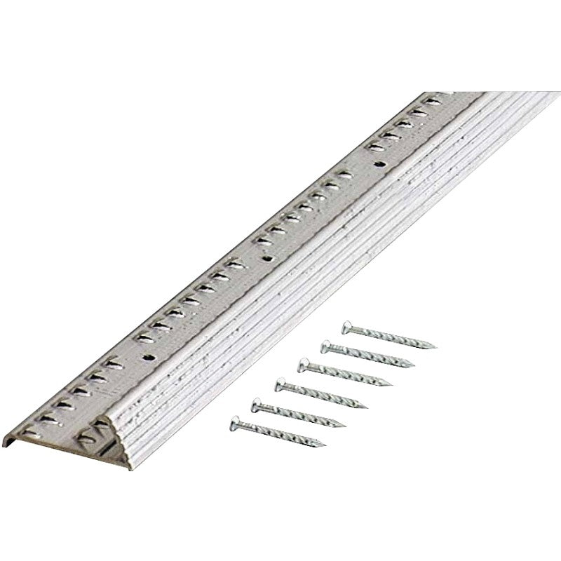 M-D 78055 Fluted Carpet Gripper, 36 in L, 1-3/8 in W, Aluminum, Silver (Pack of 6)