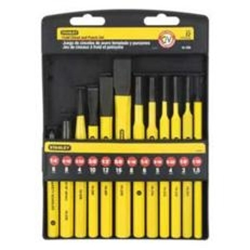 STANLEY 16-299 Punch and Chisel Kit, 12-Piece, Steel, Powder-Coated