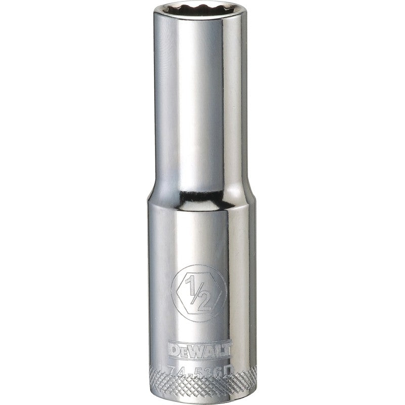 DEWALT DWMT74536OSP Drive Socket, 1/2 in Socket, Deep Socket, 3-1/8 in OAL, 1/2 in Drive, 12-Point, Vanadium Steel