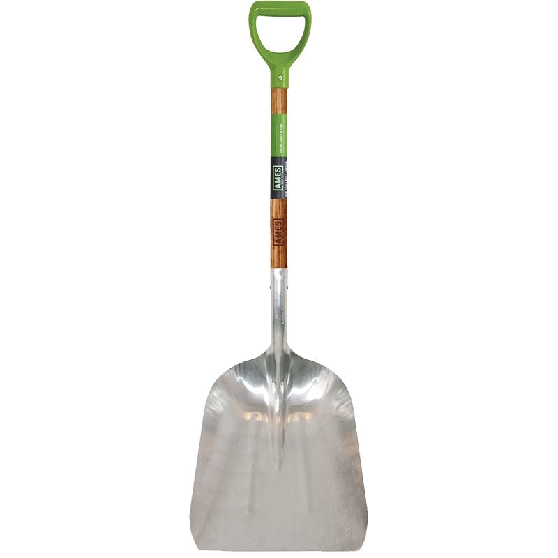 Ames 2672300 Scoop Shovel, 14-1/2 in W Blade, 10 in L Blade, Aluminum Blade, Hardwood Handle, D-Shaped Handle