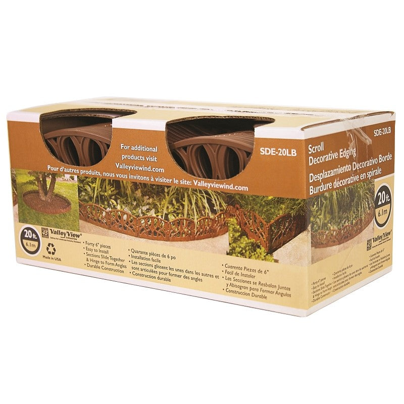 DeWitt SDE-20LB Scroll Decorative Edging, 20 ft L, Light Brown
