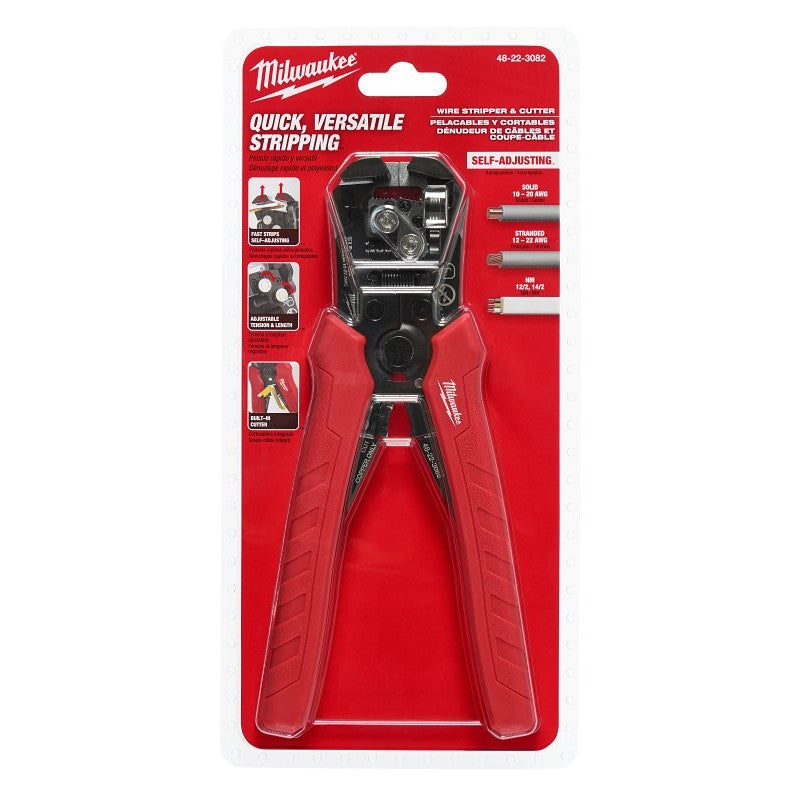 Milwaukee 48-22-3082 Wire Stripper and Cutter, 10 to 20 AWG Solid, 12 to 22 AWG Stranded Stripping, 3.83 in OAL