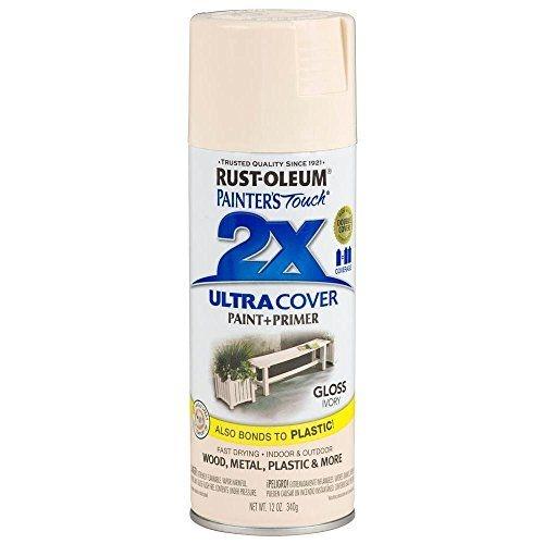 Rust-Oleum Painter's Touch 2X Ultra Cover 334035 Spray Paint, Gloss, Ivory, 12 oz, Aerosol Can