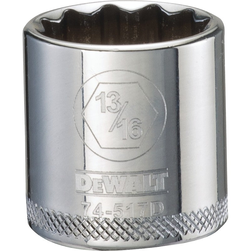 DEWALT DWMT74517OSP Hand Socket, 13/16 in Socket, 3/8 in Drive, 12-Point, Vanadium Steel, Polished Chrome