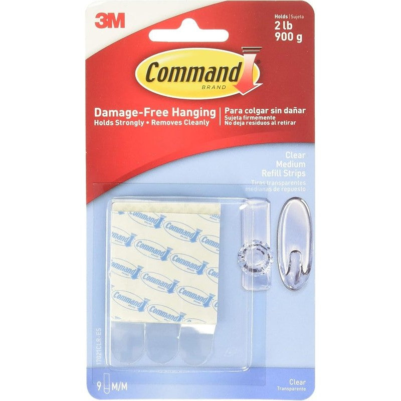 Command 17021CLR-12ESF Medium Replacement Strip, Foam Backing, Clear, 900 g