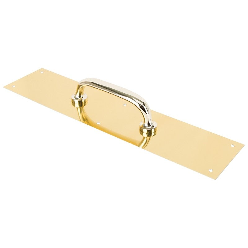 ProSource 32239BBB-PS Door Pull Plate, 3-1/2 in W, 15 in D, 1-5/8 in H, Aluminum, Brass