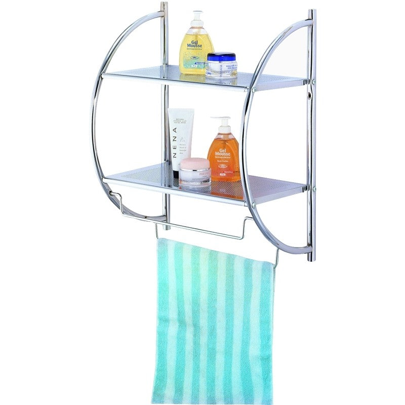 Simple Spaces Y19-CH Bathroom Rack, 8.8 lb Each Shelf, 8.8 lb Each Towel Rack Max Weight Capacity, 1-Shelf, Metal