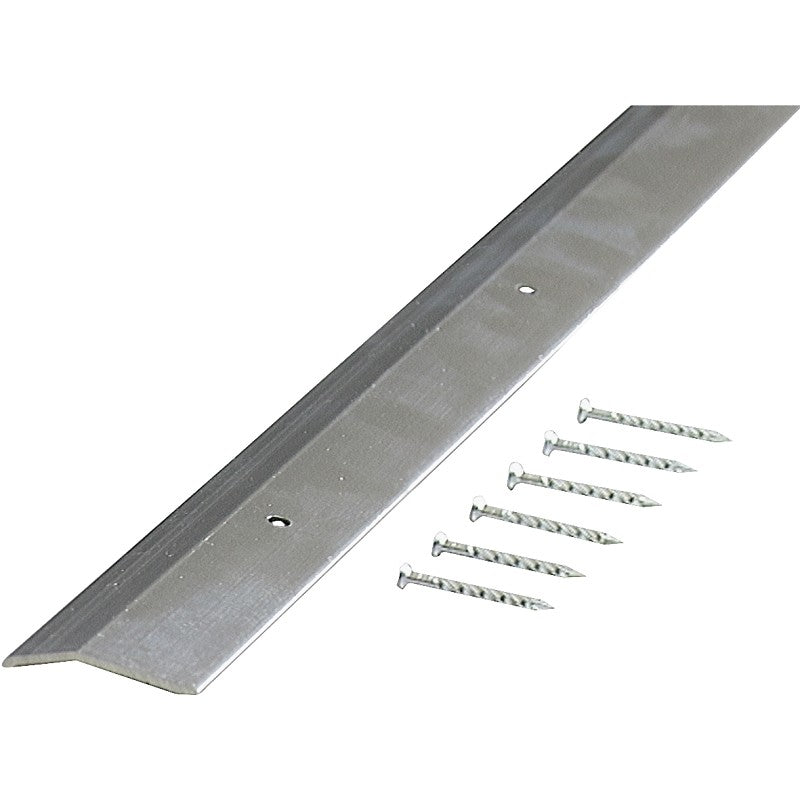 M-D 66092 Carpet Trim, 36 in L, 1.38 in W, Smooth Surface, Aluminum, Silver