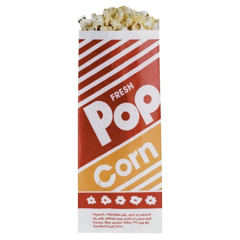 Gold Medal 2053 Popcorn Bag, 1 oz Capacity, Bright Orange/Red