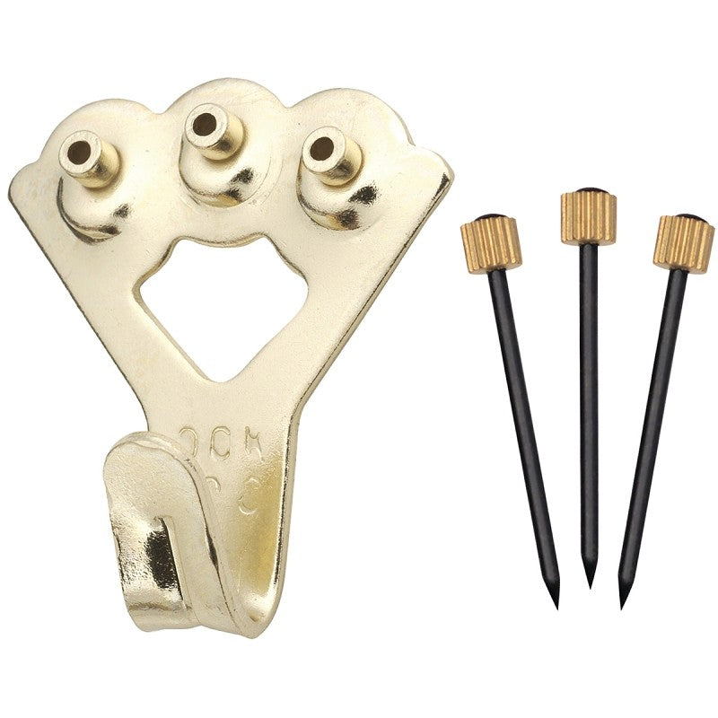 OOK 50026 Picture Hanger, 75 lb, Steel, Brass, Gold