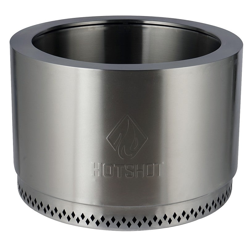 GHP Group Inc 52396 Fire Pit, 25 in OAW, 25 in OAD, 17 in OAH, Cylinder, Manual Ignition Ignition, Stainless Steel