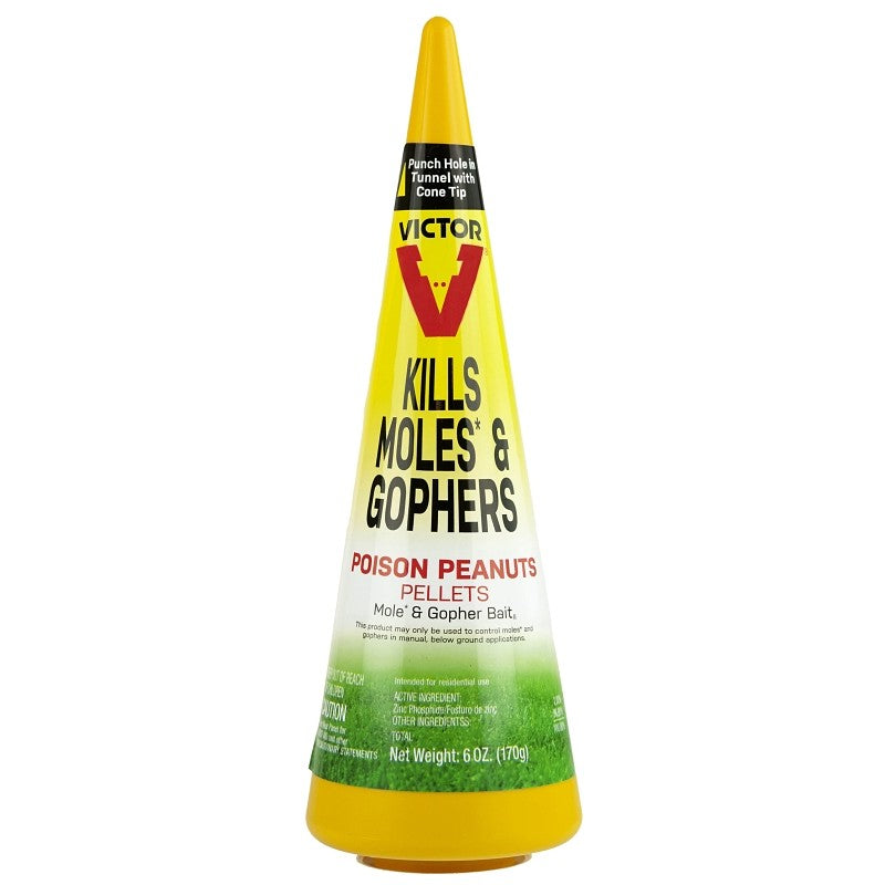 Victor M6006 Mole and Gopher Poison Peanut, Granular, Solid, Garlic, Black/Dark Gray, 6 oz Container