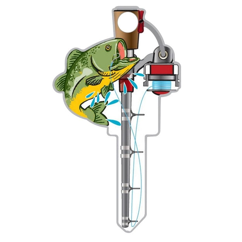 Lucky Line Key Shapes Series B117K Key Blank, Fishing Pole, Brass, Enamel-Coated, For: Kwikset Locks (Pack of 5)