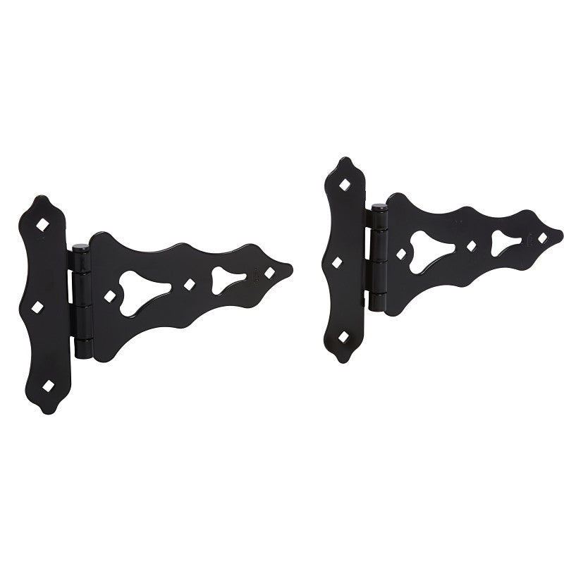 National Hardware Ornamental N109-032 Series T-Hinge, 7-1/2 in Frame Height, 8 in Frame Width, Steel, Black