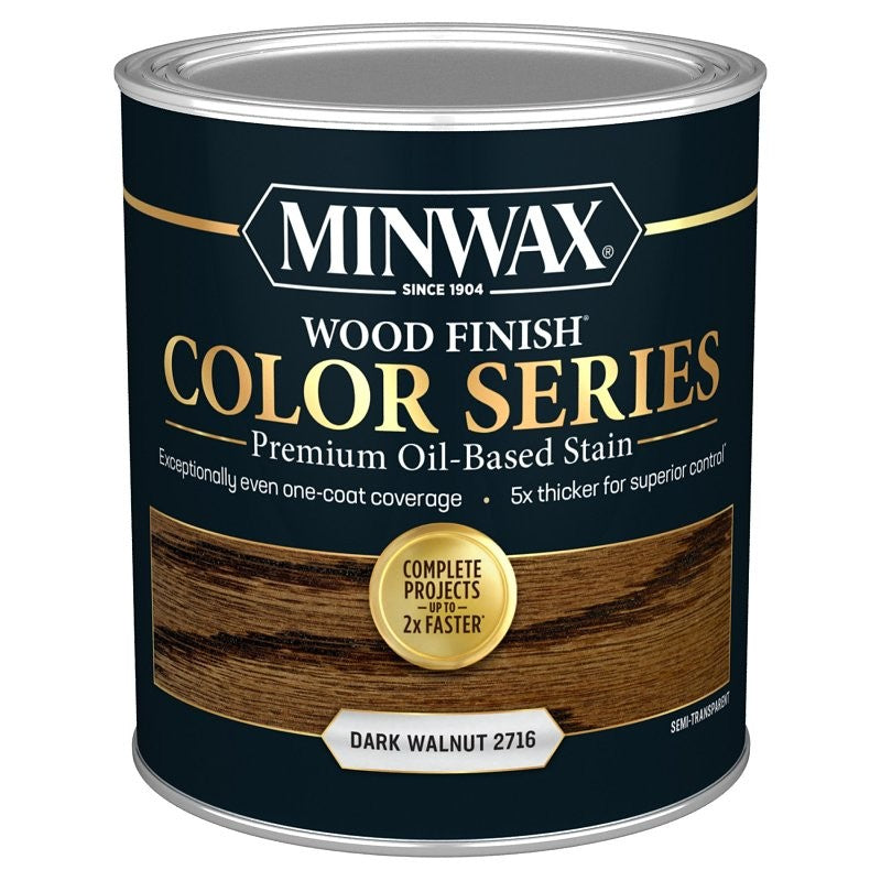 Minwax Wood Finish Color Series 800012000 Interior Wood Stain, Semi-Transparent, Dark Walnut, Liquid, 1 qt