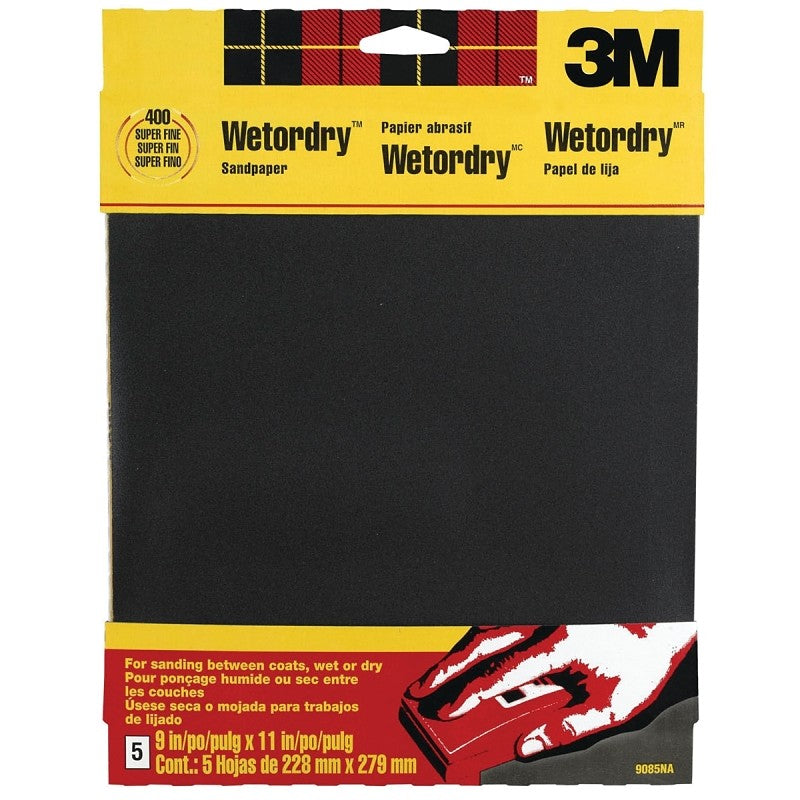 3M 9085 Sandpaper, 11 in L, 9 in W, 400 Grit, Super Fine, Silicone Carbide Abrasive