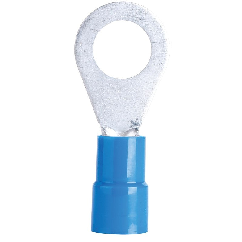 Gardner Bender 20-103 Ring Terminal, 600 V, 16 to 14 AWG Wire, #4 to 6 Stud, Vinyl Insulation, Copper Contact, Blue