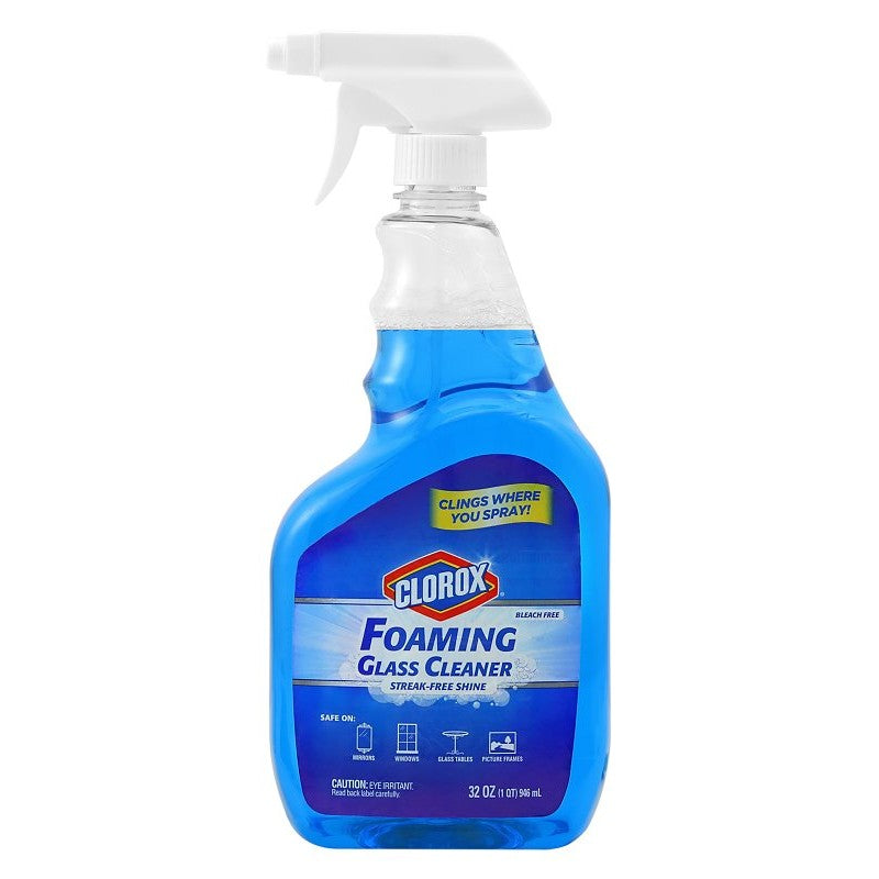 Clorox BBP0080 Trigger Glass Cleaner, 32 oz Spray Bottle, Foam, Fresh Scent, Blue