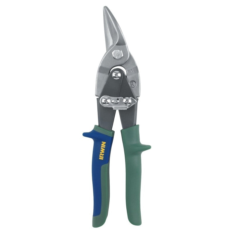 Irwin 2073112 Aviation Snip, 10 in OAL, 1-5/16 in L Cut, Right Cut, Steel Blade, Double-Dipped Handle, Green Handle