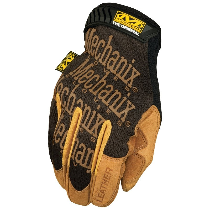 Mechanix Wear Durahide Series LMG-75-011 Mechanic Gloves, XL, Wing Thumb, Hook-and-Loop Cuff, Leather, Tan