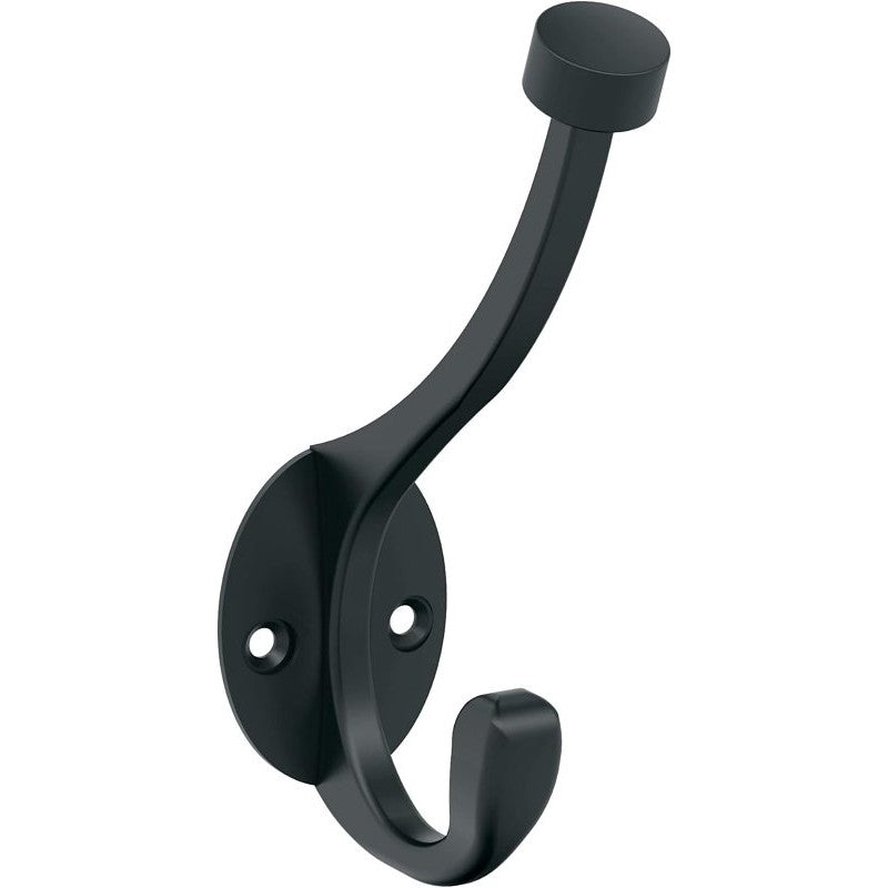 Amerock Adare Series H55465MB Double Prong Wall Hook, 11/16 in W, Zinc, Matte, 25 lb, 3-5/16 in Projection