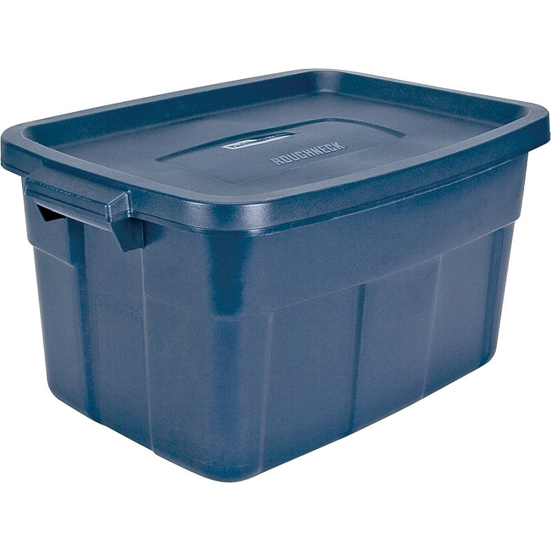 Rubbermaid Roughneck RMRT140008 Nestable Storage Box, Polyethylene, Dark Indigo, 23.9 in L, 15.9 in W, 12.2 in H (Pack of 6)