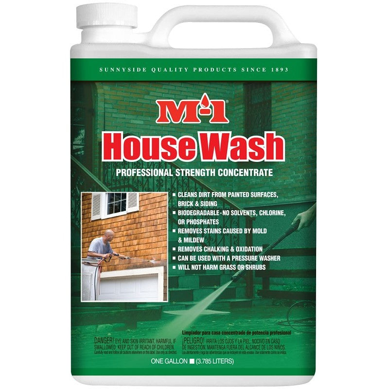 M-1 HW1G House Wash Cleaner, Liquid, Mild, Yellow, 1 gal, Bottle (Pack of 4)